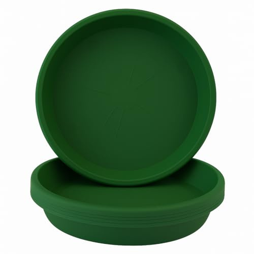 Home Garden Ornaments Plant Pot Saucers Strong Drip Tray Round Tray Large Plastic Trays Set of 5 (Green, Diameter: 27cm)