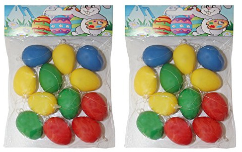 OLShop AG 2er Pack Ostereier Plastik bunt Sortiert ca. 4 cm (2 x 12 Stück) Dekoeier, Kunststoffeier, Dekoeier, Plastikeier, Plasteeier