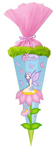 Ursus 9870003 - Schultüte Bastelset Easy Line Elfe, sechseckig, Höhe ca. 68 cm, Duchmesser ca. 20 cm, diverse Stanzteile, teilweise beglittert, inklusive Bastelanleitung, ideal für die Einschuluung