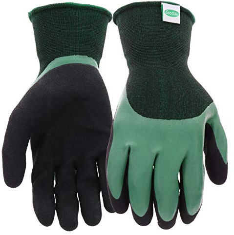West Chester Scotts Men's Doubled Dipped Latex Work Gloves, Water Resistant, Excellent Grip, Abrasion Resistant, Green/Black, Large, (SC30602/L)