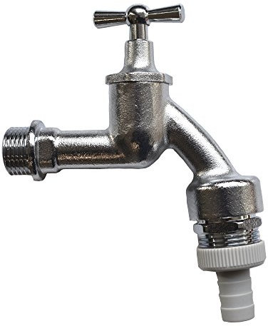 Waschgeräte Kombiventile Eckventile Schrägsitzventile (Knebel Auslaufventil matt verchr. 3/4 m.Belüfter)