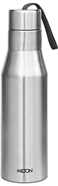 MILTON Stainless Steel Water Bottle, 34 oz, Non Insulated Single Wall Leakproof, BPA and Free, Easy to Clean, Ideal for Gym, Travel, Work, 304 Grade Steel, Super 1000 ml with Carry String - Silver