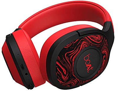 boAt Rockerz 550 Bluetooth Wireless Over Ear Headphones with Mic Upto 20 Hours Playback, 50 mm Drivers, Soft Padded Ear Cushions and Physical Noise Isolation (Red)