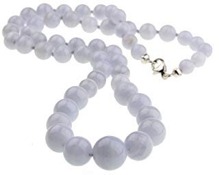 c-c Damen Edelstein Chalcedon hellblau/Länge 58cm / Sterling Silber