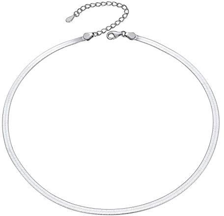 PROSILVER Collana Girocollo Donna Argento 925, Collana a Catena Serpente Chokcer 3mm/32cm con Confezione Regalo