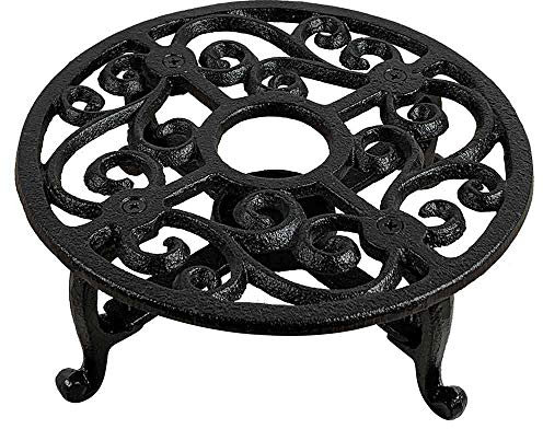 zeitzone Stövchen Landhaus Vintage Warmhalteplatte Rechaud Gusseisen Antik-Stil Schwarz