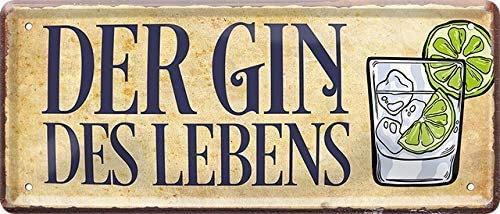 schilderkreis24 – Blechschild Lustiger Alkohol Spruch “Der Gin des Lebens“ Deko Bar Küche Kneipe Pub Theke Geschenkidee Geburtstag Weihnachten Cocktail Longdrink Tonic Spirituosen Trinker 28x12 cm