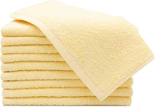 ZOLLNER 10 asciugamani per ospiti - piccole lavette morbide in 30x50 cm - lavabili a 60°C - cotone - giallo - qualità alberghiera - certificat - Oeko Tex®