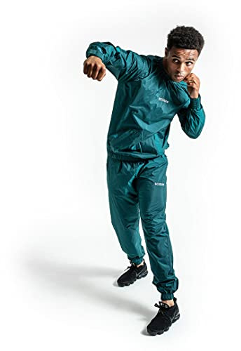 BOXRAW Hagler Professional Sauna Suit 1.0 Top & Bottoms Non Rip Sweat Suit Boxing MMA Training Gym (Green - XL)