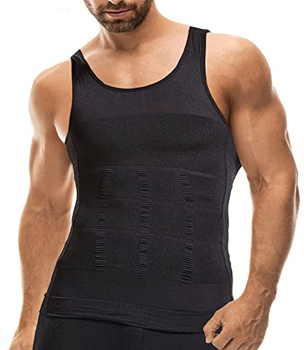 1Pcs Compression Shirts for Men - Mens Slimming Body Shaper Vest - Tight Tank Top for Men - Compression Shirt Tank Top (Black, Small)