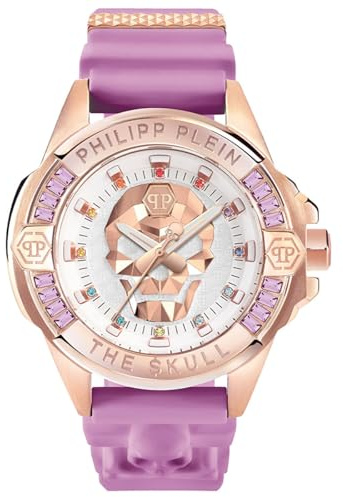 Philipp Plein Damen Armbanduhr High-Conic The Skull Genderless mit Silikonarmband, 5 Bar, 41,00 mm, PWNAA0222