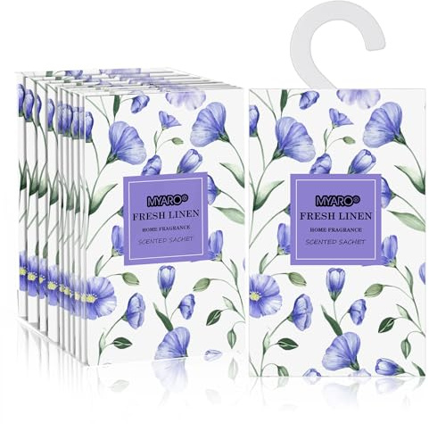 MYARO Large 12 Pcs Linen Scented Sachets for Drawer and Closet, Long-Lasting Sachets Bags Air Freshener Fresh Scents, Hanging Potpourri Bags Home Fragrance for House