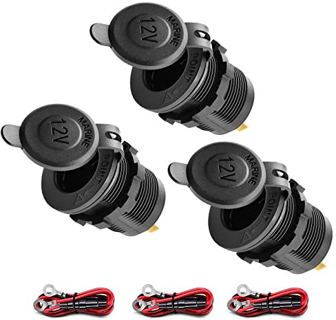 3 Stück Auto zigarettenanzünder steckdose,Wasserdicht Marine Grade 12V / 24V Steckdose Adapter mit 0.6m Anschlusskabel zigarettenanzünder steckdose für DC Auto Boot Motorrad