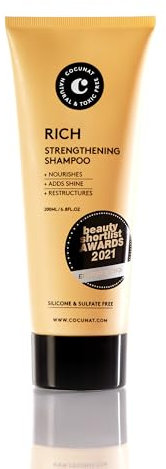 COCUNAT - Shampoo Rich - Capelli Secchi, Ricci, Danneggiati o Tinti - Shampoo con R+S - Trattiene L'idratazione e Rivitalizza le Fibre - Doppie Punte - Senza Solfati e Silicone - Metodo Curly - 200 ml