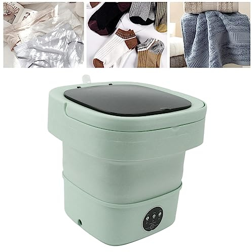 Tnfeeon Piccola Lavatrice Pieghevole Disidratatore Portatile Mini Secchio da 6 Litri per Calzino Intimo (Verde)