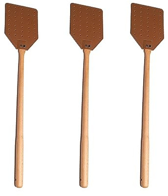 Nupaque Fliegenklatsche | Holzgriff Gestanzt Leder Fliegenschutz | Leder ücken Schutz Heavy Duty Mit Lagerung Haken | Manuelle Fliegenklatsche Schädlingsbekämpfung Für Indoor Outdoor Mos Quito
