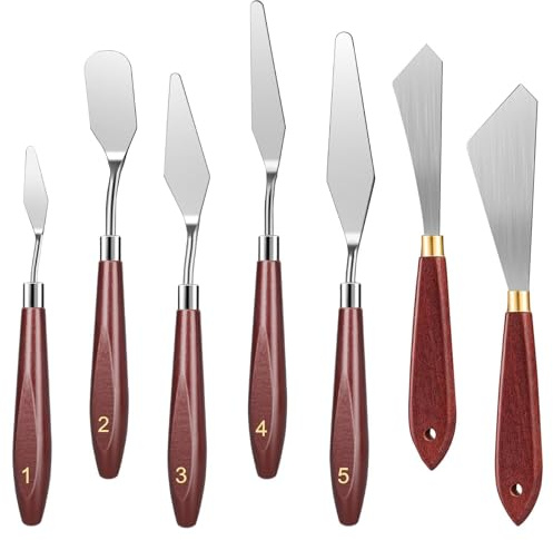 Linkstyle 7PCS Palette Knife Painting Set, Stainless Steel Painting Mixing Scraper, Art Spatula Tool for Oil Acrylic Crafts Canvas Baking
