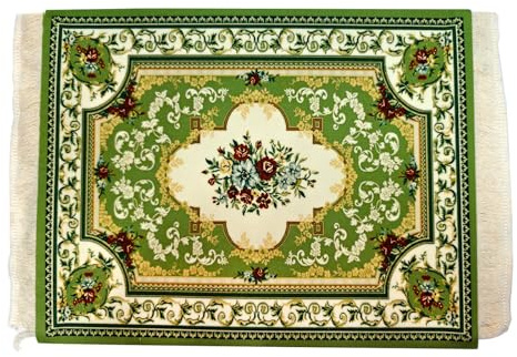 Qiantull Tappetino per mouse creativo, mini tappeto orientale, motivo in tessuto, piccolo tappetino per mouse con nappe, tappetino per mouse per computer, accessori, sottobicchieri, 28 x 18 cm, 24