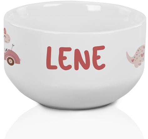 GRAZDesign Dino Müslischale mit Name Dinosaurier Mädchen Schale personalisiert Keramik