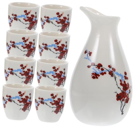 HAKIDZEL 1set Pentola Per Sake Tradizionale Giapponese Ceramica Con Tazze Design Elegante e Facile Da Pulire Adatto Per Vino Di Riso Lavabile Lavastoviglie Per Appassionati Di Cultura