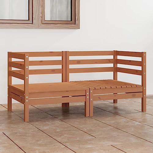 BUKSCYJS Sofas,Gartensofas,Schlafsofas,Gartenmöbel,2-Sitzer-Gartensofa Honigbraun Massivholz Kiefer für Hinterhöfe, Terrassen, Pools, Balkone, Veranden oder Gärten