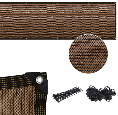 Valla de privacidad de 1 x 6 m, cubierta de malla de 120 g/m², malla de sombreado, red de privacidad, valla resistente a los rayos UV, valla resistente al desgarro con 50 bridas de cremallera, cuerda