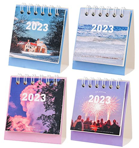 JEWEDECO 4stücke Tischkalender Klein Zum Aufstellen Mit Bezauberndem Druckkalender Für Schreibtischkalender Und Terminplanung Im Haushalt Oder Büro