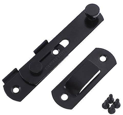 Homoyoyo 2 Pz Chiusura Della Porta Con Fibbia Serrature Delle Porte Fibbia Di Blocco Serratura Della Porta Della Stalla Serratura Della Casa Fibbia Della Porta Black Acciaio Inossidabile