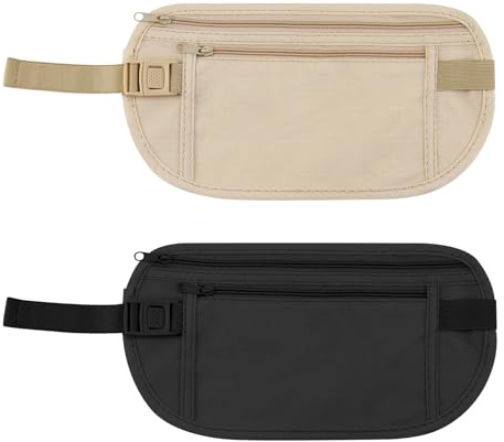 2 Pcs Secure Travel Money Belt Anti-Theft Waterproof Pouch Passport Holder