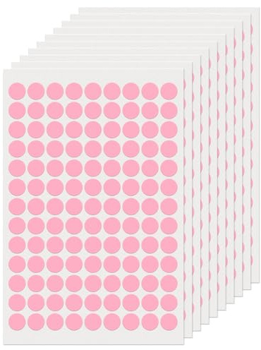FINDAT 1170 Stück, 13 mm Klebepunkte Runde Punktaufkleber Etiketten Rosa | Selbstklebend, wasserfest, Vinyl, Kalender, Büro, Schule, Farbcodierung, Markierungspunkte