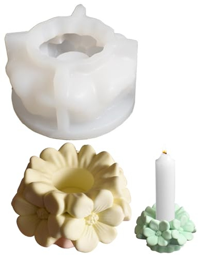 Silikonform Kerzenhalter, Silikonform Blumen Silikonformen Gießformen Blumen Gips zum Gießen Gießform Kerzenhalter Silikonform Frühling Giessformen Silikon Gießform Ostern für Stabkerzen (A)