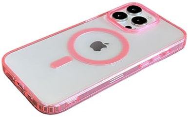 LVVLBBT Custodia di ricarica wireless magnetica per iPhone 16 15 14 13 12 11 Pro Max Mini Plus Custodia antiurto trasparente, rosa, per iPhone 15