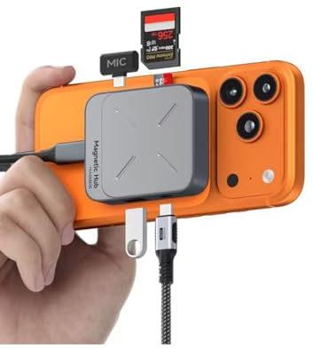 Hagibis Hub USB C Magnetico 6 en 1 SD4.0 Estacion iPhone 17 16 15Pro Dock | Estación de acoplamiento USB-C 6 en 1 magnética Magsafe con 4K@60Hz HDMI, lector rápido SD4.0 TF4.0 y puerto carga 100W PD.
