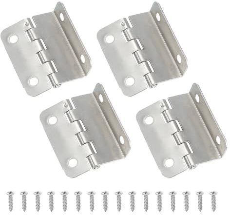 sourcing map Tri Fold Hinge, Vintage Half-Surface Hinges Small Semi-Concealed Three Folding Retro Decorative Chest Hinges Hardware with Screw for Cabinet Box Window Silver Pack of 4