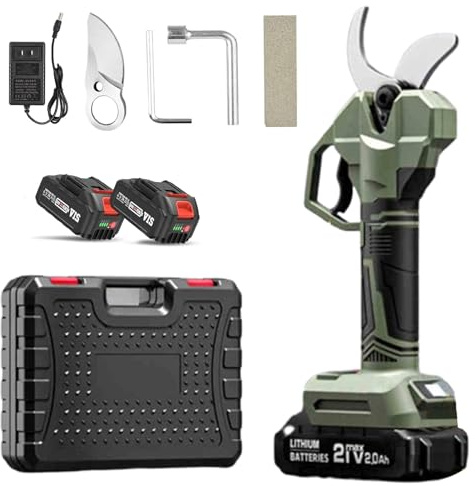 WaaYb Cesoie elettriche a Batteria Forbici Professionali da Giardino con Display LCD e Lame SK5, Motore in Rame Senza spazzole da 6,0Ah 21V, Asta telescopica da 2,6 m, Apertura Forbici da 6,5 cm