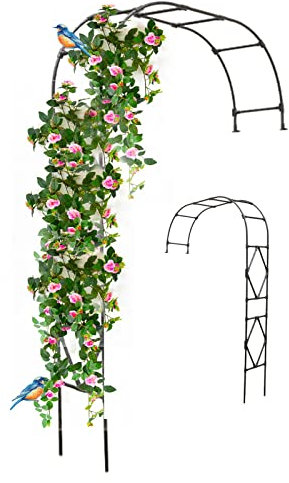 Arche de jardin robuste noire à fixation murale pour plantes grimpantes - Résistant aux intempéries - Design losange - Arche de jardin idéale pour plantes grimpantes - Taille L