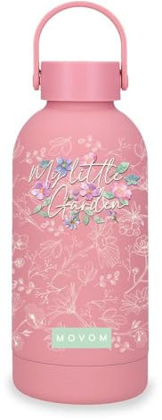 Movom Joumma Bags Trinkflasche aus Edelstahl, rutschfeste Oberfläche, Getränke 12 Stunden heiß – 24 Stunden kalt, luftdichter auslaufsicherer Verschluss, Enjoy Rosa, 350 ml, Trinkflasche aus Edelstahl