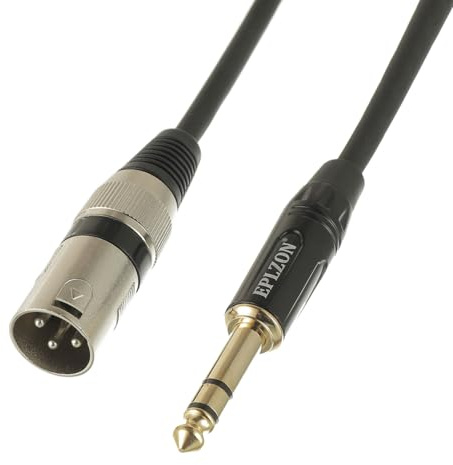 EPLZON 1M Cavo Audio Jack 6,35 mm a XLR Maschio, Jack stereo da 6,35 mm TRS per Microfono, Altoparlante, Amplificatore, Audio Console, Mixer (Male, 1M)