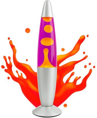 Ajacxet Lampada Lava Viola e Gialla 34 cm – Retrò Decorativa da Comodino – Effetto Rilassante – Perfetta per Camera da Letto, Soggiorno, Idee Regalo – Attacco E14, R39 25W