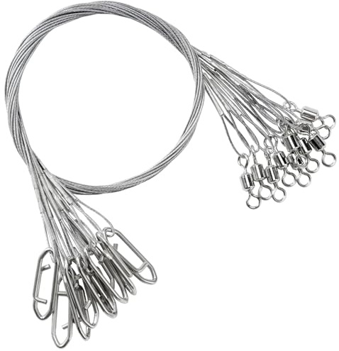 AMYSPORTS High Strength Fishing Leaders Steel Heavy Duty Fishing Leader Wire Line Stainless Wire Leaders Saltwater White Nickel #5 60lb 11.8in 30pcs