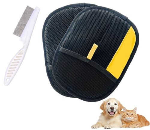 YAFALA 2 Pcs Pet Hair Removal Glove | Cat & Dog Grooming Gloves | Eco-Friendly Reusable Deshedding Mitt for Gentle Brushing, Cleaning & Bonding