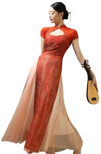 ROYAL SMEELA Set di Qipao Moderno per Donne,Abito Cheongsam Stile Cinese Donna, Top + Culotte