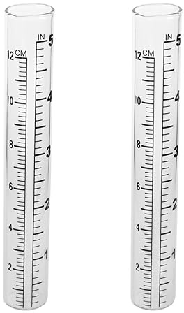 Milisten Regenmesserrohr Glas 12cm 2 Stück mit Skala Flachboden | Wetterstation Regenmesser, Ersatz Regenmesser für Hof und Garten, Meteorologische Statistik