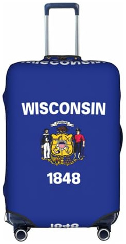 Aubnva Wisconsin Bandiera dello Stato Stampa Lavabile Bagagli Da Viaggio Copertura Personalizzata Protector per Business Leisure, bianco, XL