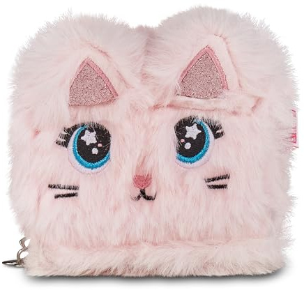SJ GANG STYLE JAM GANG Portafoglio Gattino Per Bambine In Pelliccetta Rosa, Con Tracolla Regolabile, Dettagli Scintillanti E Cursori Personalizzati, Tempo libero