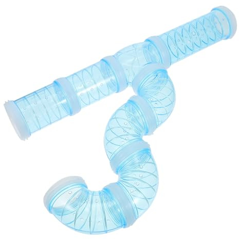 BAZEITFLOW Hamster Röhrensystem DIY Verbindungstunnel Blaues Hamsterkäfig Zubehör mit Modularen Platten für Außenrohre Erweiterbar Transparent zur Käfigerweiterung und Bewegungsspielplatz