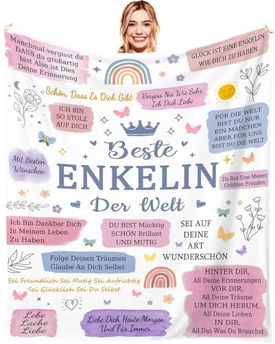 AOKILE Kuscheldecke Geschenke für Enkelin Personalisierte Decke Super Weiche Flanelldecke Wohndecke Schlafdecke für Meine Enkelin zum Thanksgiving Geburtstags Weihnachten Geschenk