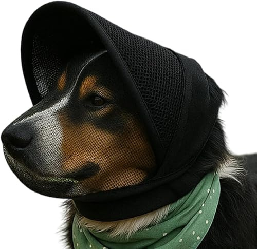 Kopfnetz für Hunde, atmungsaktiv, verstellbar, Kopfschutz aus Netzgewebe für Hunde im Freien – für kleine und mittelgroße Rassen, Welpen, Reisen, Outdoor, Camping (Schwarz, M)