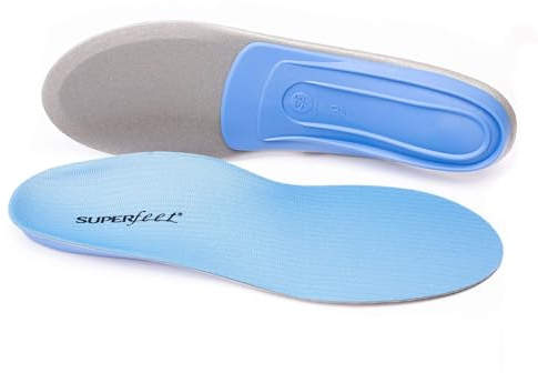 Superfeet All-Purpose Support Medium Arch Insoles (Blue) for Active Lifestyle with Medium Arch Support - Men 7.5-9 / Women 8.5-10