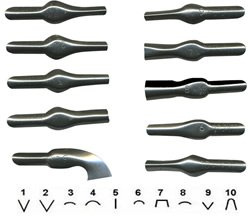 Pack of 25 Assorted Lino Cutter Blades 1 - 10